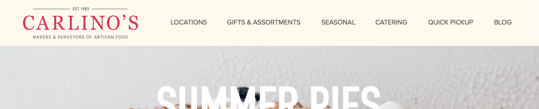 Carlino's New Website Navigation Bar