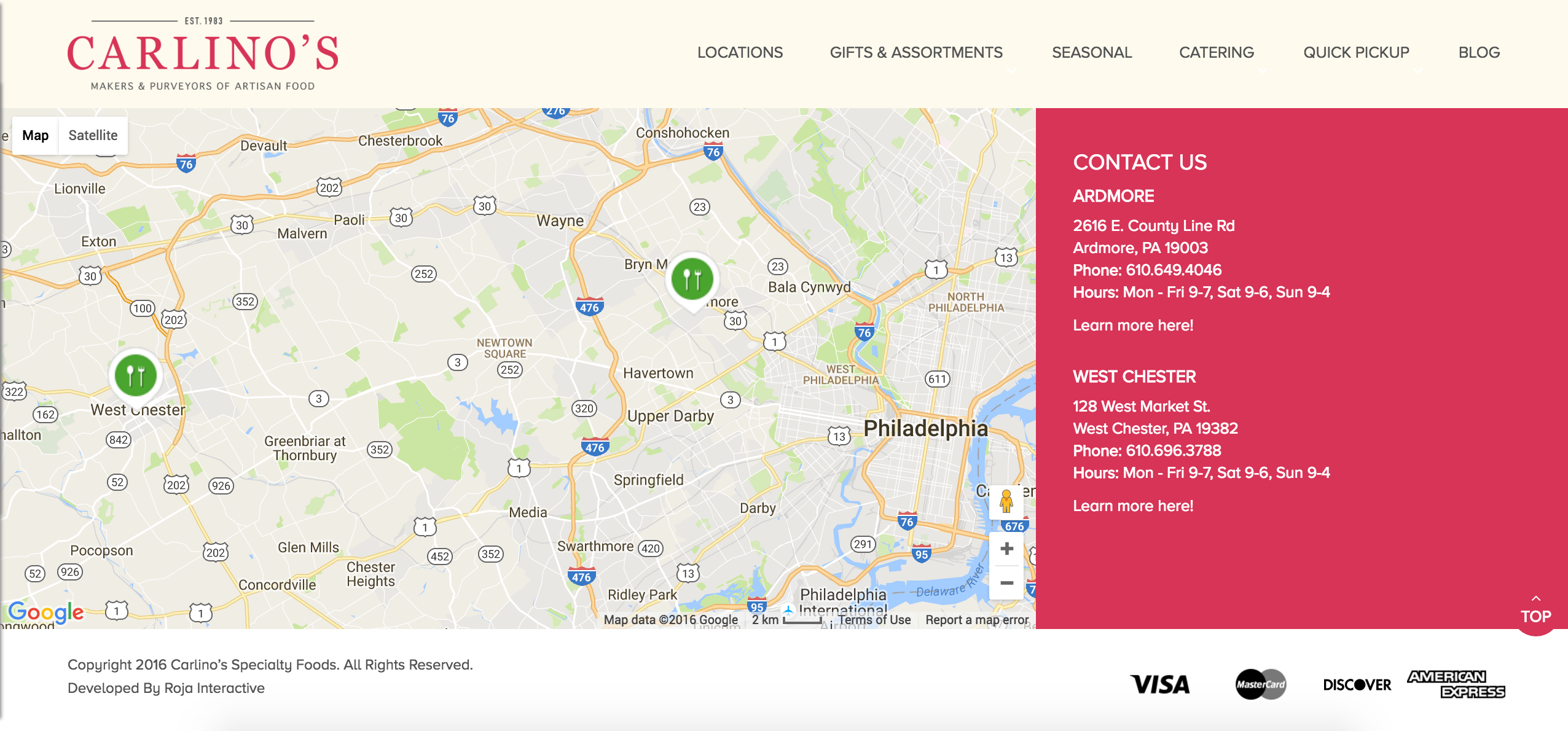 Carlino's New Website Contact Us