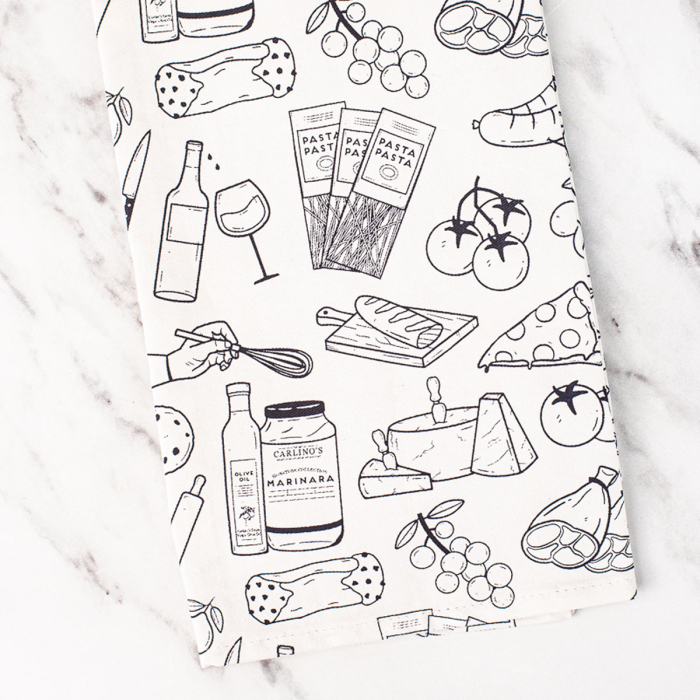 Carlino's Illustrated Dish Towel