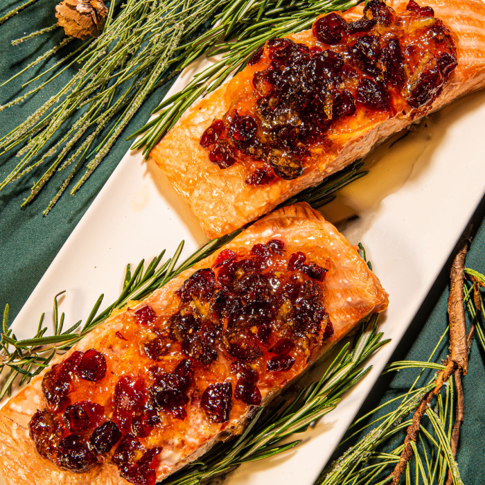 Orange Cranberry Glazed Salmon